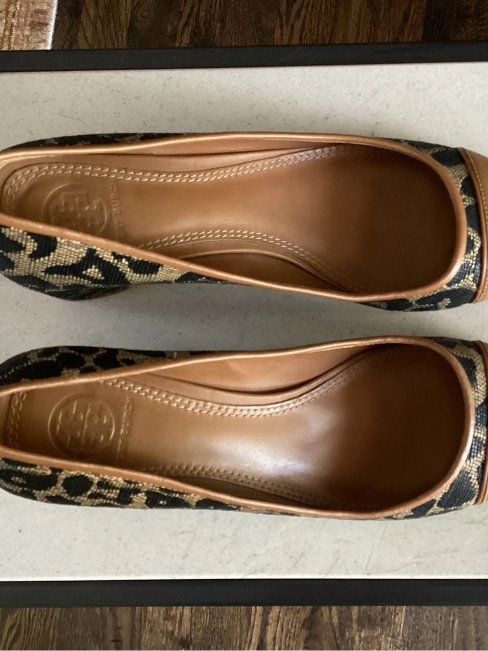 Tory Burch Leopard-Print Block Heel Pumps in Black and Brown